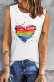 Watercolor Heart Shaped Round Neck Tank Top