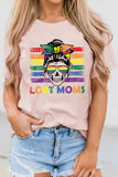 LGBT MOMS Skull Printing Pink Graphic Tee