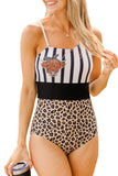  Color Block Leopard Striped Ox Head Print One-piece Swimwear LC443251-20