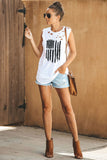 White American Flag Print Cut Out Graphic Tank Top