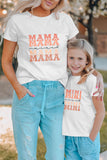 T-shirt da donna con stampa lettere Mama bianca