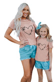 Pink Heart Sketch Mama and Daughter Family T-shirt for Adult LC25216064-10