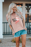 Pink Casual Baseball Letter Print Adult Graphic Tee LC25216067-10