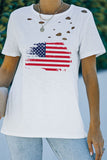White Cut Out American Flag Print Casual T-shirt LC25216074-1