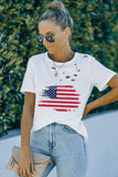 White Cut Out American Flag Print Casual T-shirt LC25216074-1