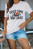 GOOD TIME AND TAN LINES Watermelon Print White Crew Neck Tee