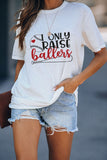 White Casual Letter and Baseball Print Graphic Tee LC25216077-1