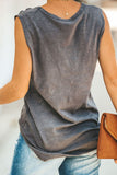 Gray Love Rainbow Color Print Worn Out Loose Tank Top