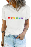 Rainbow Color Heart Shapes Print Short Sleeve T Shirt