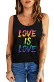 Black Love Is Love Ombre Letter Print Round Neck Tank Top