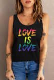 Love Is Love Ombre Letter Print Round Neck Tank Top