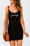 Black Pray Spaghetti Straps Tight Fit Bodycon Mini Dress LC6110703-2