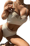 White New pit strap high waist sexy bikini LC433475-1