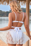 White Solid Color Cross Wrap Two Piece Swimsuit LC433478-1