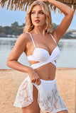 White Solid Color Cross Wrap Two Piece Swimsuit LC433478-1