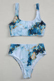 Skyblue Marble-dyed Two Piece Swimsuit LC433470-4