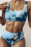 Skyblue Marble-dyed Two Piece Swimsuit