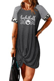 Gray Basketball Mom Leopard Striped Short Sleeve T Shirt Dress LC6110771-11
