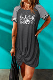 Basketball Mom Leopard Striped Short Sleeve T Shirt Dress