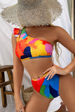 Multicolor Sexy print one-shoulder bikini LC433483-22