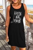 Black Lets Do This Ice Hockey Stick Print Sleeveless T Shirt Dress LC6110819-2