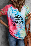 Red Dibs On The Coach Tie Dye Cut Out Sleeve T Shirt LC25216522-3