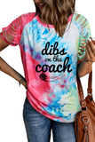 Red Dibs On The Coach Tie Dye Cut Out Sleeve T Shirt LC25216522-3