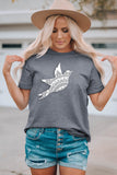 Gray Bird Graphic Print Crewneck Short Sleeve T Shirt LC25216530-11