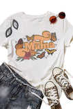 White Mama Flowers and Butterflies Round Neck Short Sleeve Tee LC25216540-1