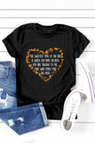 Black Leopard Heart Shape Letters Printed Graphic Tee LC25216550-2