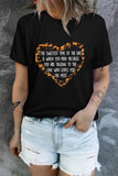 Black Leopard Heart Shape Letters Printed Graphic Tee LC25216550-2