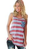Red Independence Day Flag Print Sleeveless Racerback Tank Top LC2566644-3