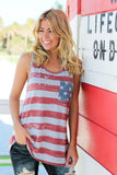 Red Independence Day Flag Print Sleeveless Racerback Tank Top LC2566644-3