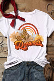 White Dreamer Butterfly Rainbow Graphic Crew Neck T-shirt LC25216597-1