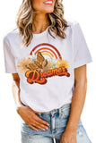 White Dreamer Butterfly Rainbow Graphic Crew Neck T-shirt LC25216597-1