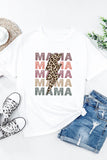 T-shirt a maniche corte con stampa leopardata multicolore MAMA