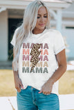 White MAMA Letter Leopard Lightning Printed Short Sleeve Tee LC25216575-1