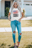 White Tattered US Flag Graphic Plus Size Tee LC25216576-1
