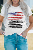 White Tattered US Flag Graphic Plus Size Tee LC25216576-1