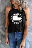 Black American Made Muscle Monochrome Flag Print Women's Tank Top LC2566634-2