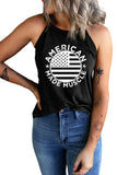 Black American Made Muscle Monochrome Flag Print Women's Tank Top LC2566634-2