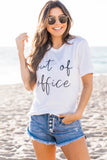 White Out Of Office Casual Crew Neck T-shirt LC25216569-1