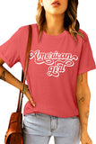 Red American Girl Casual Round Neck Tee LC25216582-3