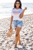 White Tropical Vibes Ombre Print Relaxed Tee LC25216572-1