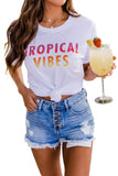 White Tropical Vibes Ombre Print Relaxed Tee LC25216572-1