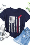 Blue US Flag Crew Neck T-shirt LC25216590-5