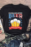 Black US Flag Letter Print Beer Graphic T-shirt LC25216591-2