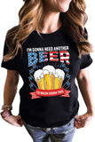 Black US Flag Letter Print Beer Graphic T-shirt LC25216591-2