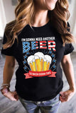 T-shirt grafica della birra con stampa della lettera della bandiera degli Stati Uniti