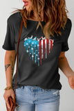 Black Stars and Pigeons Heart Print Short Sleeve T-shirt LC25216595-2